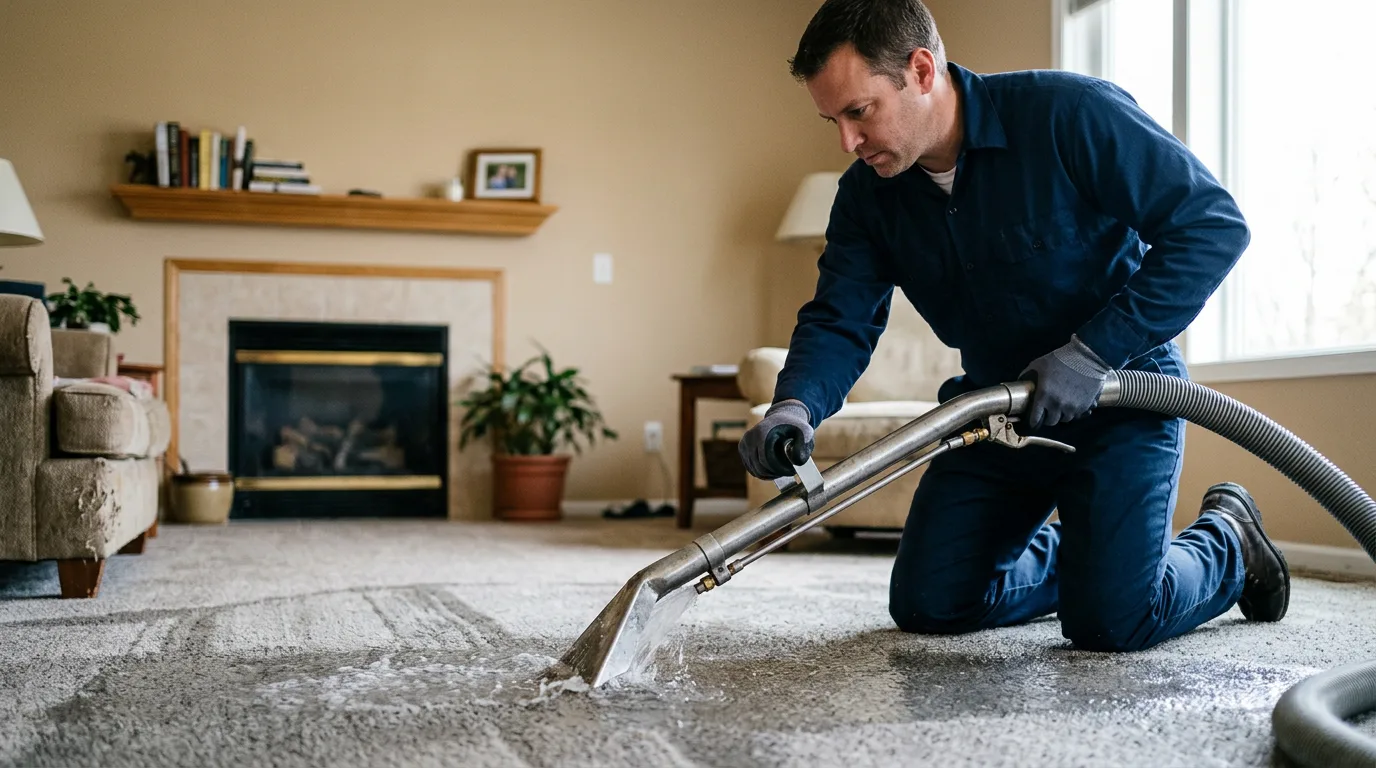 Water damage restoration technician working near Acme, WA